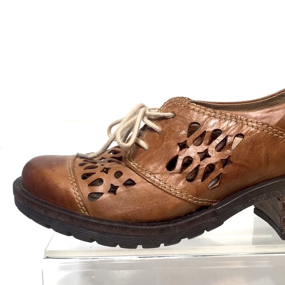 Dromedaris oxford laser cut out block heel EU36 Kaya tan brown - Picture 10 of 16